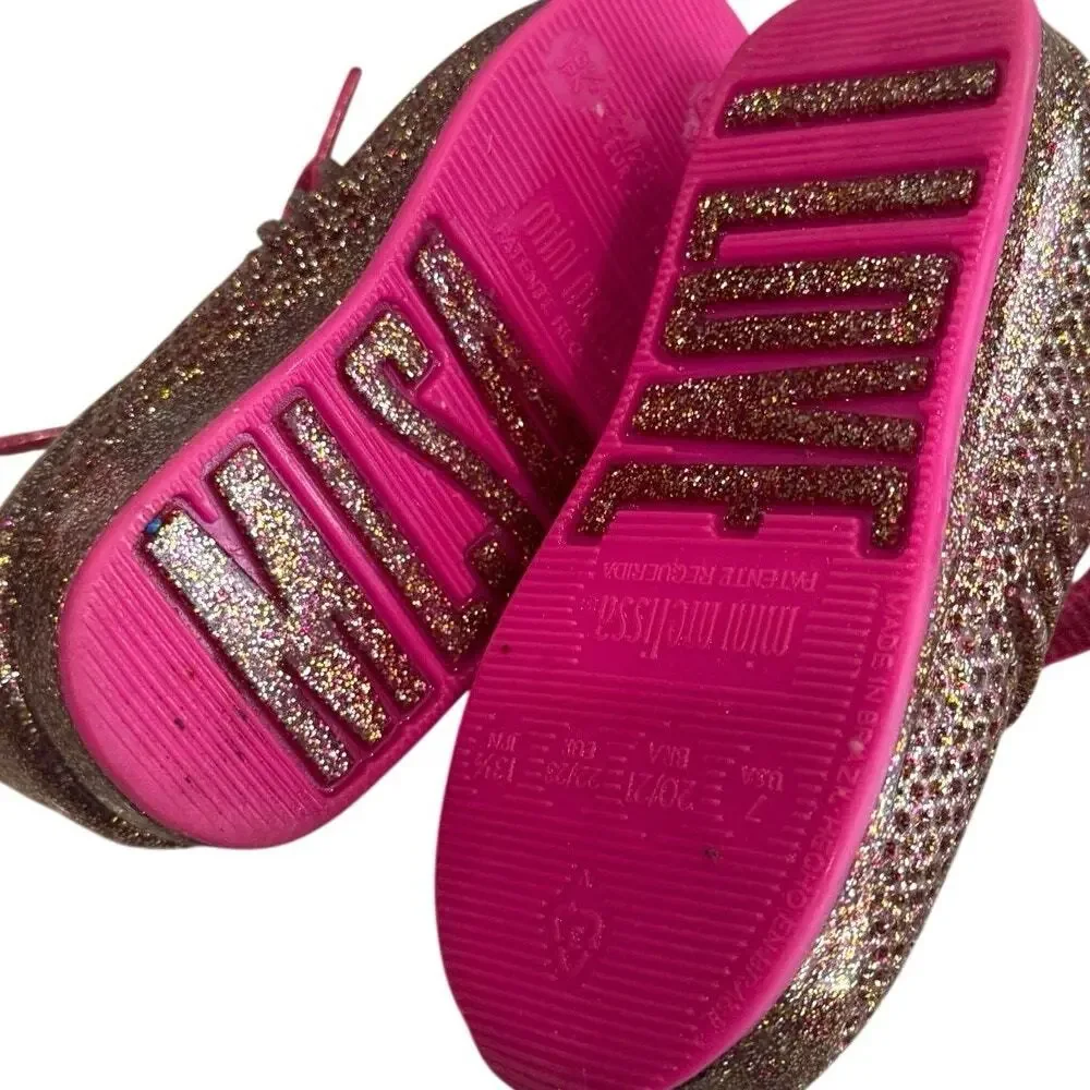 Mini Melissa Love Sneakers Toddler Girls Sz. 7C (Fit like 6C) Glitter Pink VGUC